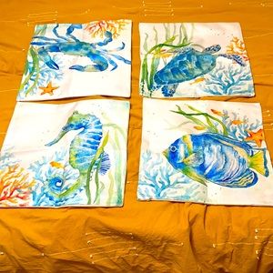 Canvas ocean print throw pillows